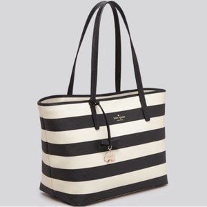 Kate Spade Hawthorne Lane Ryan Glitter Black & White Stripe Tote Bag
